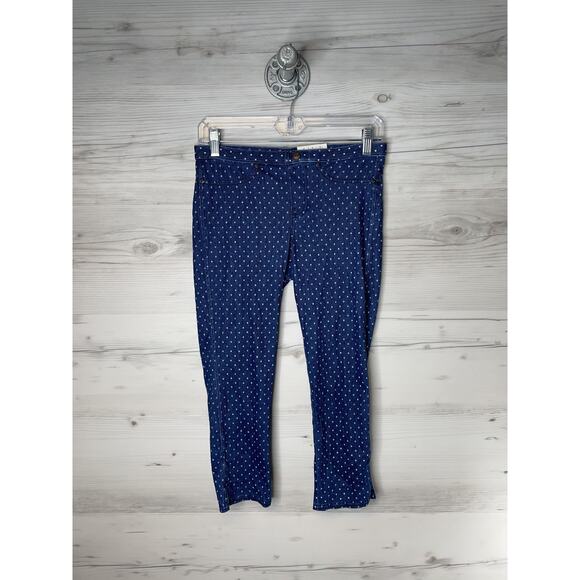 HUE Leggings Womens Small Blue Swiss Dot Jeans Capri Medium Wash Denim Jeggings - Picture 1 of 9